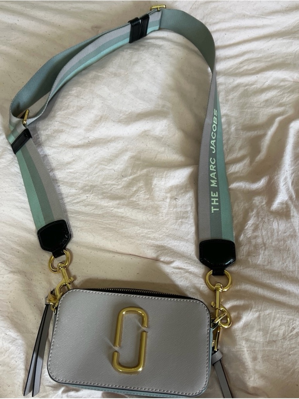 Marc Jacobs Lilac Camera Bag with Mint-Striped Strap